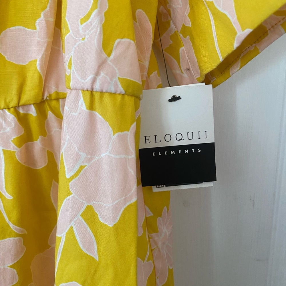 NWT Eloquii Mustard and Blush Floral Dress Size 22 Coquette Girl Cottagecore